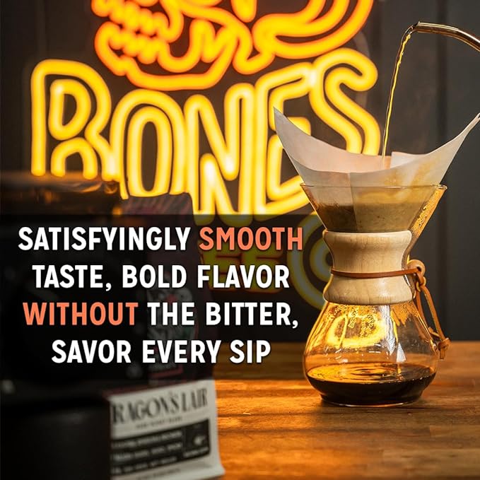 Bones Coffee Company Costa Rica Single-Origin, Cocoa, Nutty and Milk Chocolate Notes, Whole Coffee Beans, Low Acid Medium Roast Arabica Beans Flavored Coffee for Auto drip, 12 oz Whole Bean