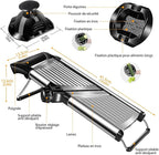 MASTERTOP Adjustable Mandoline Food Slicer,Vegetable Slicer Fruit Cutter,Stainless Steel Kitchen Mandolin,Julienne Slicers for Kitchen Onion Potato, Tomato, Carrot, Vegetable, and Fruit