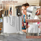 Magnetic Knife Block, Magnetic Kitchen Knife Holder Stand with Strong Magnet Strip for Kitchen Counter, Stainless Steel Double-Sided Universal Knife Storage Rack Organizer Without Knives