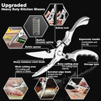 Stainless Steel Heavy Duty Kitchen Scissors - 2 Pack Multipurpose Food Scissors, Poultry & Meat Shears