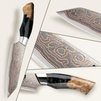 SHAN ZU Damascus Paring Knife 3.74 Inch, Japanese Paring Knives Copper & Damascus Steel High Carbon 33 Layer Hand Forged, Ultra Sharp Fruit Knife Carving Knives with Maple Wood Handle