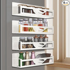 Magnetic Spice Rack for Refrigerator, 4-Pack Metal Seasoning Organizer for Kitchen Storage Organization, Space Saving Magnetic Shelf for Fridge, Pantry, Laundry Room, White