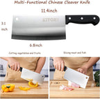 Kitory Cleaver Knife - German Steel Chopper Slicer - Super Sharp Full Tang Chinese Chef's Knife, Kitchen 2023 Gifts For Women and Men