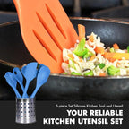 Chef Craft 42075 5 Piece Silicone Kitchen Tool and Utensil Set, Blue