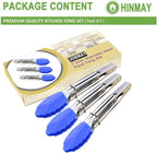 Small Tongs with Silicone Tips 7-Inch Serving Tongs, Set of 3 (Blue)