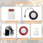 Restaurant Pager System, Buzzers for Restaurants 24 Coaster Pagers with Rubber Protection, Touch Keyboard Transmitter,2 Charging Base, Buzzer System for Food Truck Church Nursery Coffee Shop