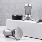 Espresso Tamper, Constant 30lb Coffee Tamper with double Calibrated Spring Loaded, Stainless Steel double spring loaded Coffee Tamper Fits for All Portafilters- Flat Base (53mm, SILVER)