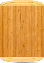 Organic Extra Large Bamboo Cutting Board with Lifetime Replacements –18 x 12 Inch Reversible Wooden Kitchen Chopping Board with Juice Groove – Used to Chop, Slice, Carve & Serve – by Greener Chef