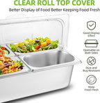 Stainless Steel Ice Food Serving Display Container 6 Pans 3 Ice Packs Cooled Condiment Dispenser Cold Serving Appetizer Buffet Organizer (4 Pans)
