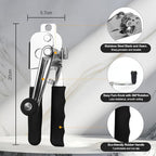 Commercial Can Opener with Magnet, Manual Heavy Duty Folding Hand Crank Can Opener Smooth Edge with Comfortable Long Handles, Fit All Size Cans, Large Cans for Seniors, Kitchen