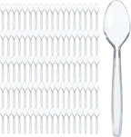 Prestee 500 Clear Plastic Spoons - 6 Inch Disposable Spoon Bulk Pack - Heavy Duty Cutlery for Events - Clear Plastic Spoons 500 Count - Disposable Silverware for Parties and Gatherings