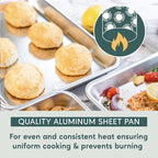 Ultra Cuisine Jelly Roll Baking Sheet Pan Set of 2- Professional Bakeware for Roasting & More - Food-Safe, Warp Resistant, Bake Trays for Oven - Rimmed Cookie Sheets for Baking (Aluminum 16 x11")