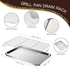 Baking Sheet with Racks Set [2 Sheets + 2 Racks], Stainless Steel Baking Sheets with Cooling Racks, Nonstick Pan, Warp Proof & Rust Proof & Easy to Clean, Size 12.4 X 9.6 X 1 Inch