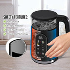 OVENTE Electric Kettle, 1.7L Fast Boiling Water Heater with Digital Touchscreen, Double-Wall Cool Touch Exterior, 5Hr Keep Warm, Auto-Shut Off, Boil-Dry Protection and Borosilicate Glass, Black KD96B