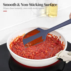 600ºF Heat Resistant Spatulas, High Heat Food Safe Semless Kitchen Silicone Scraper Set for Cooking Baking Mixing Scraping Stirring Nonstick Cookware Pan Bowl (4Pcs,Midniaht Blue)