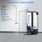 Commercial Electric Kettle Warmer Stainless Steel Hot Water Dispenser Hot Water Boiler And Warmer with Faucet Quick-Temp or Boil for Tea Coffee 1500W 23 Liter Capacity