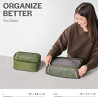 Aerotrunk Compression Packing Cubes for Travel - Luggage Organizer Bags - Double Zipper Packing Cubes for Suitcases (2-Pack, Olive)