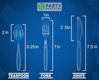 Party Bargains Disposable Cutlery set, Color: Clear Sapphire, Count: 720 Pcs: 120 Knives, 240 Spoons, 360 Forks
