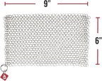 Knapp Made CM Scrubber 9"x6" Small Ring Cast Iron Scrubber - Cast Iron Cleaner for Hard Anodized Cookware, Pre-Seasoned Pans, Dutch Ovens, Iron Pans, Grills and Skillet. Chain Mail Scrubber Cast Iron