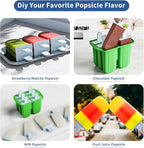 6 Pieces Silicone Popsicle Molds,Easy-Release BPA-Free,Ice Pop Mold Ice Cream Molds For Kids,With 6 PCS Plastic Stick+Cleaning Brush(Dark Green)