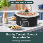 HOMECOOKIN 8-Quart Programmable Slow Cooker with Timer Keep Warm - Small Kitchen Appliance for Family Dinners - Serves 6+ People (Black)