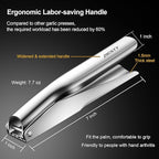 Garlic Press Stainless Steel，Premium Garlic Mincer Tool，No Need to Peel Garlic Ginger Crusher & Masher Easy Squeeze Large Trough Ergonomic Handle，Rust Proof，Dishwasher Safe (5 Years Warranty)