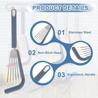 uxcell Silicone Fish Spatulas with Handle Kitchen Cooking Spatula for Egg, Fish, Pancakes Blue
