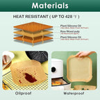 Vailnd Air Fryer Liners Disposable, 305 PCS 8" Square Unbleached Air Fryer Paper Liners, Heavy-Duty Air Fryer Liners for 5-8 QT Basket, Non-stick & Oil-Proof Parchment Paper for Oven, Pan