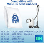 12 Pack 3D Dust Bags, Compatible with Miele GN Vacuum Bags, Replacement for Miele Classic C1 Complete C1, C2, C3, S400i S600 S2 S5 S8 Series, with 4 MP Filters, 4 AC Filters