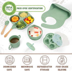 Silicone Baby Feeding Set, Baby Led Weaning Supplies, Baby Food Tableware Silicone Suction Plate, Bowl, Spoons, Fork, Waterproof Bib, Cup & Complementary Food Cake Mold, Baby Eating Utensils
