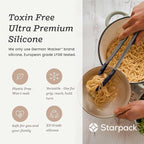 StarPack Premium Silicone Kitchen Tongs 12-Inch - Stainless Steel with Non-Stick Silicone Tips, High Heat Resistant to 600°F, For Cooking, Serving, Grill, BBQ & Salad (Gray Black)