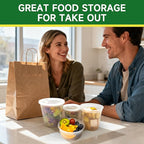 50 Set 24 oz Deli Containers with Lids, Leak-Proof BPA Free Plastic Take Out Bowls, Food Storage Containers for Takeout Meal Prep Storage, Freezer, Microwave & Dishwasher Safe