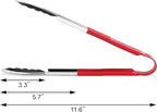 New Star Foodservice 35773 12-Inch Utility Spring Tongs, Stainless Steel, Vinyl Coated, Set of 12, Red