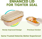 37 Oz Bamboo Disposable Food Containers, 50 Pack - Heavy Duty, Microwavable, Oven Safe - Perfect For Meal Prep, Salads, Lunch, To Go Food - Biodegradable (Brown)