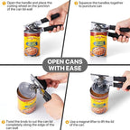 Can Opener Manual Heavy Duty, UHIYEE Hand Held Can Openers for Seniors with Comfort Grip Sharp Blade, Solid Steel Hand Manual Can Open with Magnet for Kitchen Camping, Black