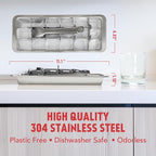 Stainless Steel Ice Cube Tray with lever (11", 18 cubes), Classic Metal Ice Cube Trays for Freezer, Vintage & Retro, Non Toxic, Plastic Free, Dishwasher safe