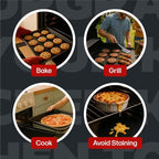 Cooks Innovations MADE IN USA Non-Stick Oven Protector Mat - 2 Heavy Duty Nonstick Oven Rack Liners to Protect Convection, Electric, Gas, & Microwave Ovens - BPA & PFOA Free Heat Resistant Baking Mat