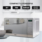 Total Chef 0.7 Cu Ft Microwave Oven - Countertop Small Kitchen Appliance, Stainless Steel Microwave with Digital Touch, Pre-Set Functions, 10” Turntable, 700 Watt