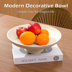 Large Decorative Bowl for Home Decor, Large Fruit Bowl for Kitchen Counter, Key Bowl for Entryway Table (Beige, Pedestal)