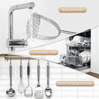 Potato Masher Stainless Steel,Wooden handle Potatoes Smasher, Manual Mashed Potato Masher Kitchen Tool for Avocado,Potatoes, Vegetables, 13.5Inch Long handle Large Heavy Duty Metal Mashing Utensil