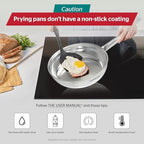Sunhouse 8 Inch Tri-Ply Stainless Steel Frying Pan, Whole-Clad No Coatings Skillet with Stay-cool Handle for Cooking, Durable & Oven Safe to 500°F, Dishwasher Safe, Compatible with All Cooktops