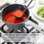 PRICUSIS Nonstick Saucepan Set with Lids, 2QT and 2.7QT Ceramic Sauce Pan Set, Non Toxic Sauce Pots with Pour Spouts for Multipurpose Use, PTFE, PFOA & PFAS Free, Induction Compatible