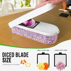 LHS Multifunctional Food Chopper - Onion, Vegetable Slicer Dicer Cutter, Potato Cutter - Veggie Chopper with Container (4 in 1, White)