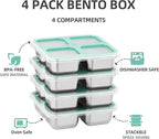 4 Pack Stainless Steel Snack Containers with Lids 4 Compartment Food Storage Containers for Adults Meal Prep Reusablele for work or going out. (BLUE, 4)