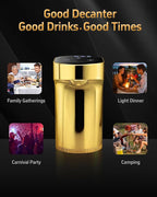 5-in-1 Electric Wine Decanter with Aerator,Digital Alcohol Bottle Dispenser Adjustable Dosing,Smart Whiskey Pourer, Liquor/Spirits Pump Automatic,Nice Gifts for Women Men Mom Dad Husband Boss (Gold)