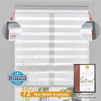 Persilux Zebra Blinds for Windows, Cordless Roller Blinds (34.5" W x 72" H, White) Light Filtering Sheer Window Treatments, Light Control for Day and Night, Room Darkening Roller Shades for Windows