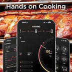 Wireless Meat Thermometer with Digital Meat Probe, Measures Internal & Ambient Temp, 800FT Bluetooth Meat Thermometer with Host Control for Barbecue, Outdoor Grilling, Oven & Smoker (Black)
