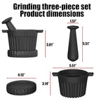 Cast Iron Mortar and Pestle & Garlic Grater Plate Set, Guacamole Bowl and Masher with Bonus Brush/Spoon, Small Mortar and Pestle Set 3-in-1 Crushing Smasher for Kitchen Spices and Pesto