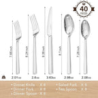 KINGSTONE Silverware Set, 40-Piece Flatware Cutlery Set Premium Stainless Steel, Service for 8, for Kitchen, Home, Wedding, Party, Mirror Polished and Dishwasher Safe