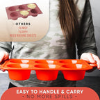 Regular Size 6 Cup Silicone Muffin Pans for Baking - Non-Stick Silicone Cupcake Pans, Easy-Release, Metal Handles, BPA-Free, Dishwasher & Oven Safe, Even Baking Muffin Tray